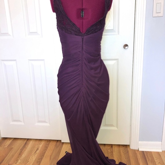 David's Bridal Sleeveless Long Mesh Dress with Corded Lace - Picture 4 of 6